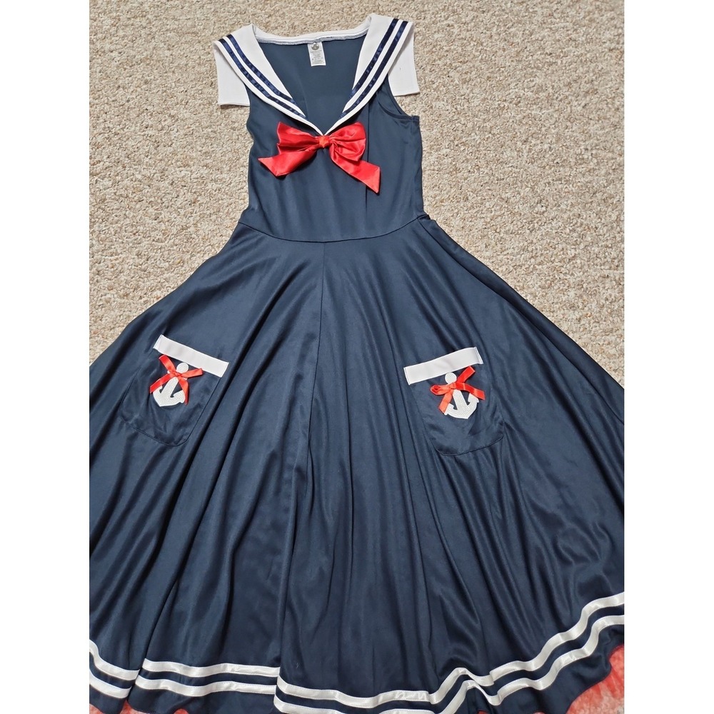 Spirit Halloween Sailor Costume Dress Womens Small Navy Retro Pin-Up Nautical